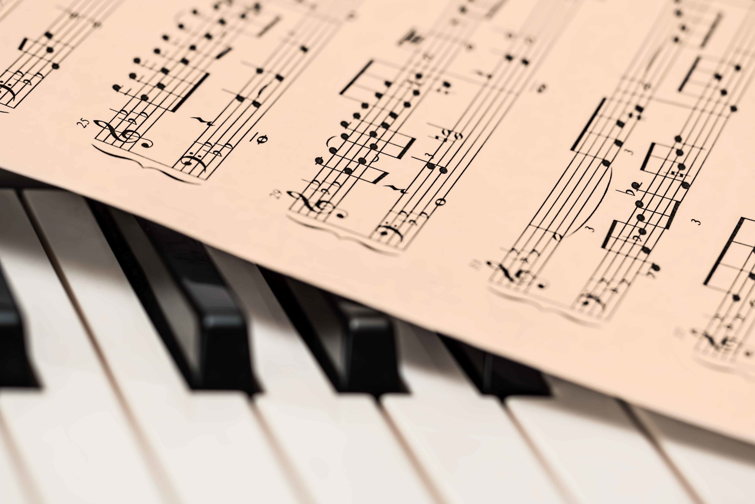 Partitura sobre teclado de piano