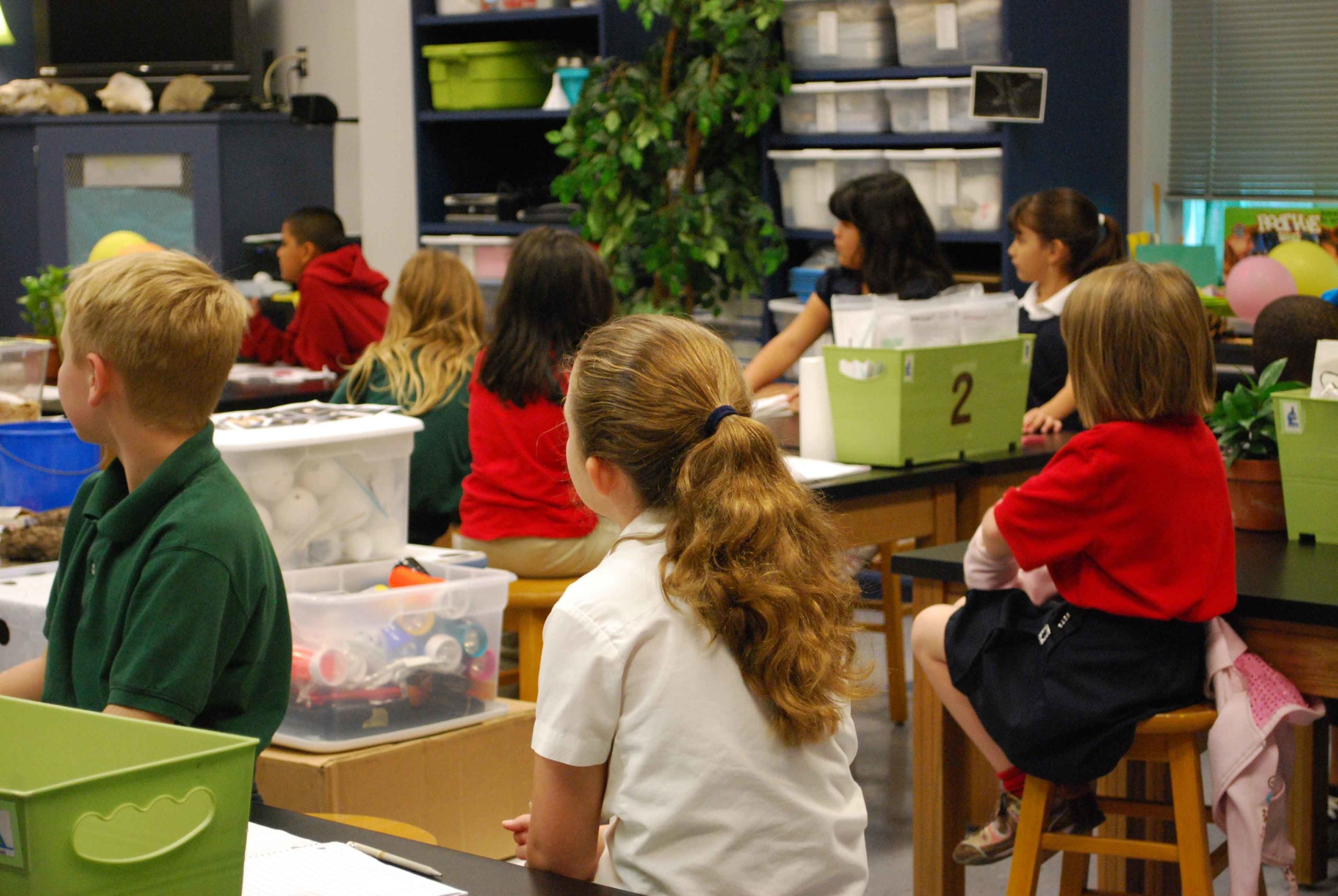 niños atendiendo en una clase